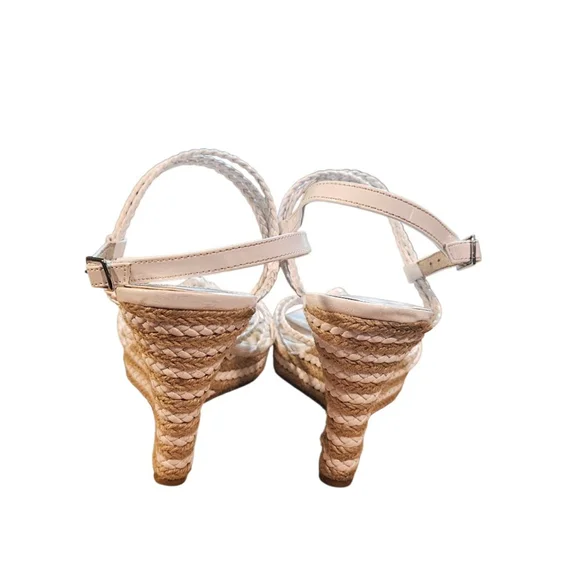 Michael Kors White & Beige Braided Espadrille Wedges Size 9.5 - Picture 13 of 14